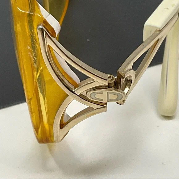 Vintage Christian Dior Vintage 2709 70 Yellow White Gold Sunglasses Frame 58mm - Picture 10 of 16